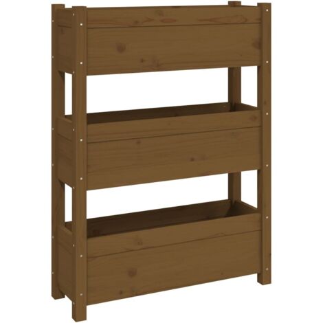 Jardinière  Bac à fleurs Marron miel 77x25x104,5 cm Bois massif de pin