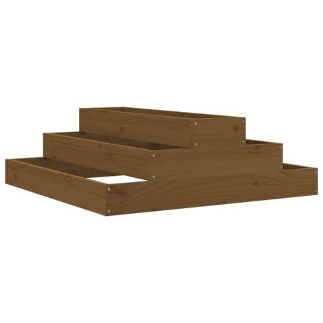Jardinière  Bac à fleurs Marron miel 80x80x27 cm Bois massif de pin