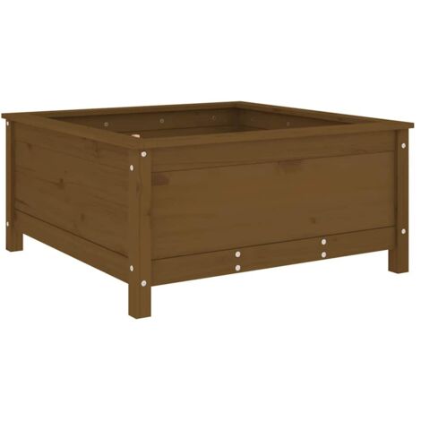 Jardinière  Bac à fleurs marron miel 82,5x82,5x39 cm bois massif de pin
