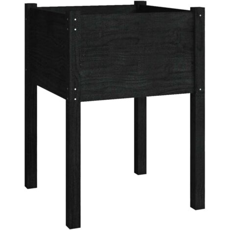 Jardinière  Bac à fleurs Noir 50x50x70 cm Bois de pin massif