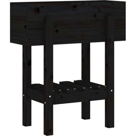 Jardinière  Bac à fleurs noir 62x30x69 cm bois massif de pin