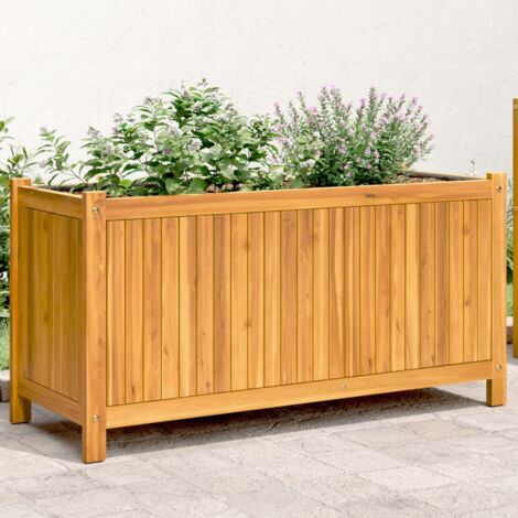 Jardinière, Bac à fleurs, Pot de fleurs avec doublure 99,5x38x50 cm bois massif d'acacia CON4348 DESIGN IN