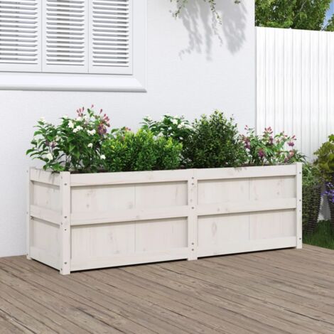 Jardinière, Bac à fleurs, Pot de fleurs blanc 150x50x50 cm bois massif de pin CON3204 DESIGN IN