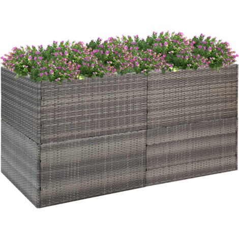 Jardinière  Bac à fleurs  Pot de fleurs Gris 157x80x80 cm Résine tressée BVDXN312883