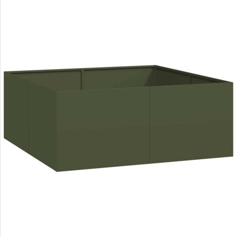 Jardinière  Bac à fleurs vert olive 100x100x40 cm acier
