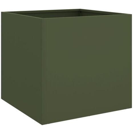 Jardinière  Bac à fleurs vert olive 49x47x46 cm acier