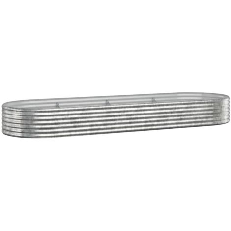 Jardinière bac lit surélevé 322 x 100 x 36 cm plantes fleurs terrasse jardin de jardin acier enduit de poudre argenté Argent