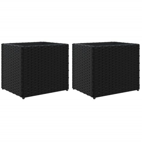 Jardinière bac lit surélevé plantes fleurs jardin terrasses lot de 2 36 x 30 x 32 cm résine tressée noir
