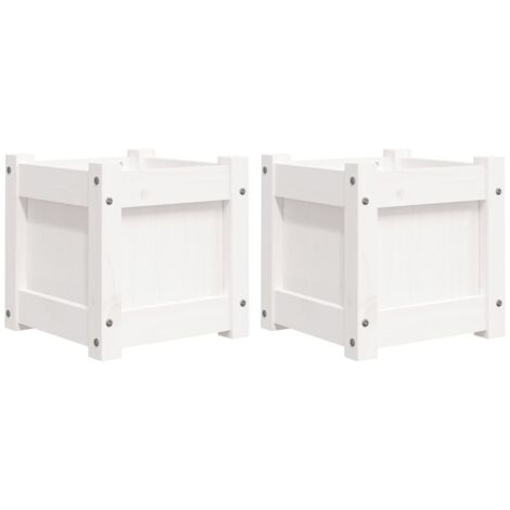 Jardinière bac lit surélevé plantes fleurs jardin terrasses lot de 2 bois de pin massif blanc