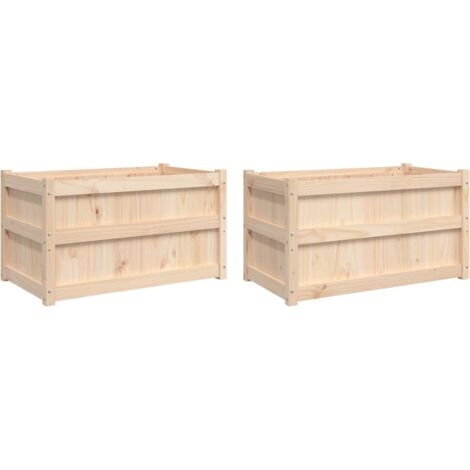Jardinière bac lit surélevé plantes fleurs jardin terrasses lot de 2 bois de pin massif marron