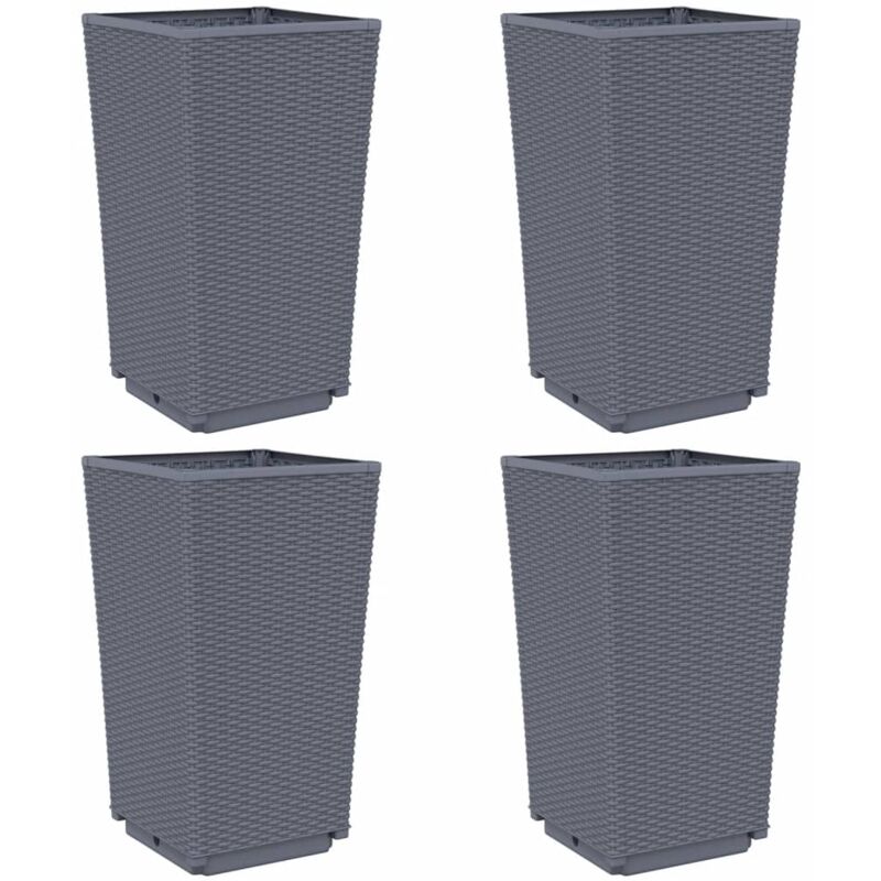 Jardinière bac lit surélevé plantes fleurs jardin terrasses lot de 4 32,5 x 32,5 x 57 cm pp gris