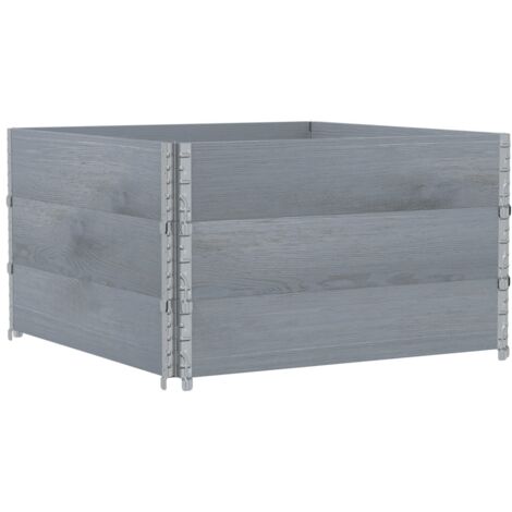Jardinière bac lit surélevé plantes fleurs terrasse jardin 100 x 100 cm bois de pin massif gris