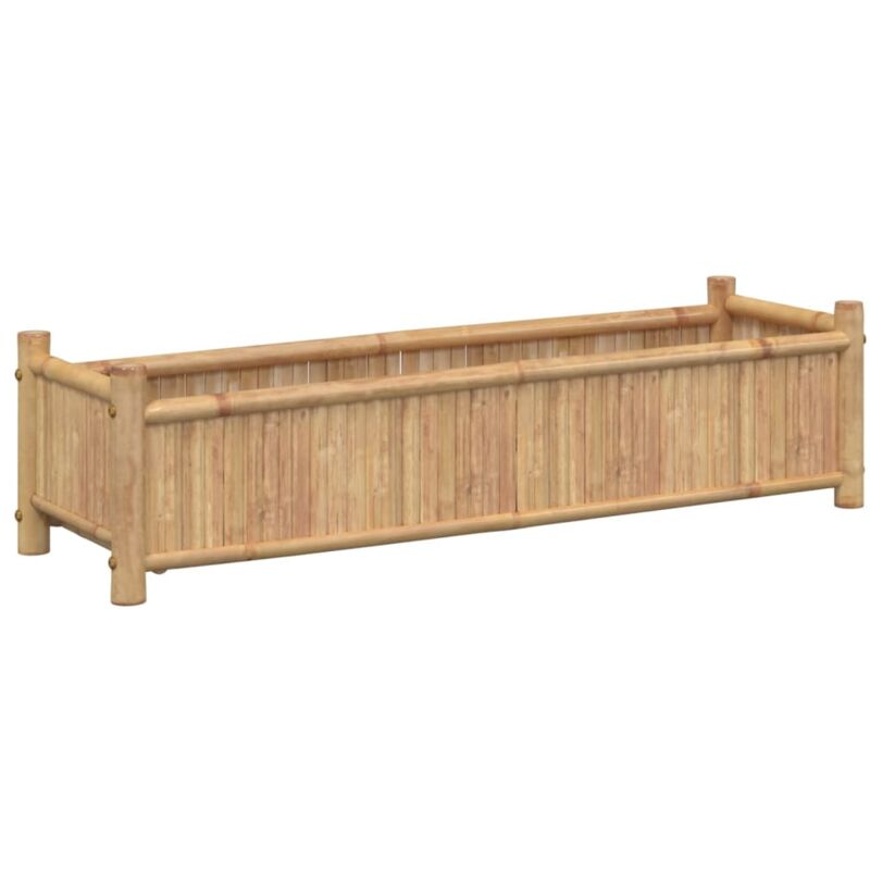 Jardinière bac lit surélevé plantes fleurs terrasse jardin 100 x 30 x 25 cm bambou marron