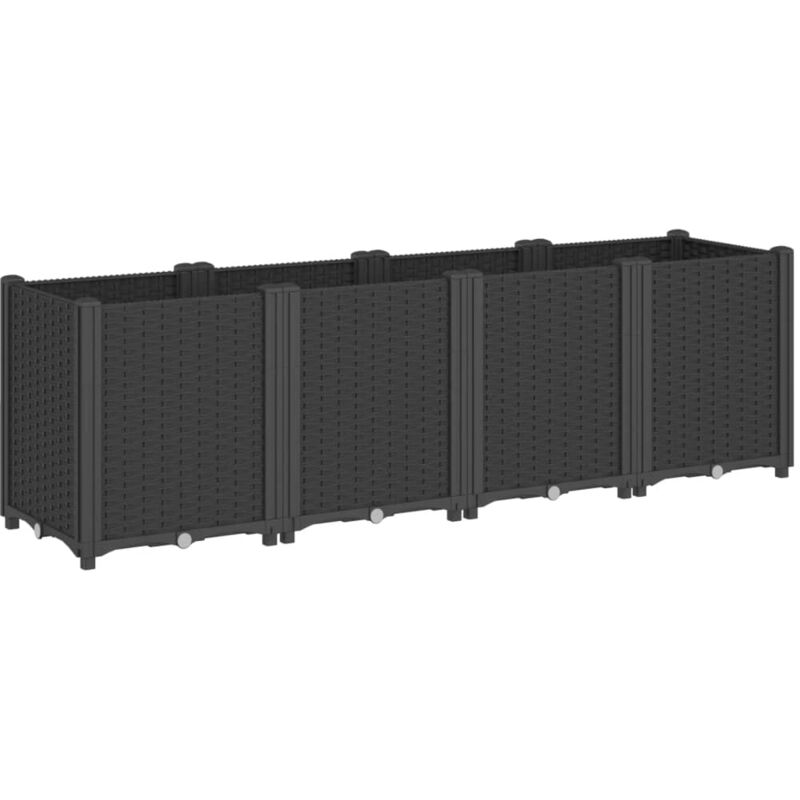 Helloshop26 - Jardinière bac lit surélevé plantes fleurs terrasse jardin 160 x 40 x 53 cm polypropylène noir