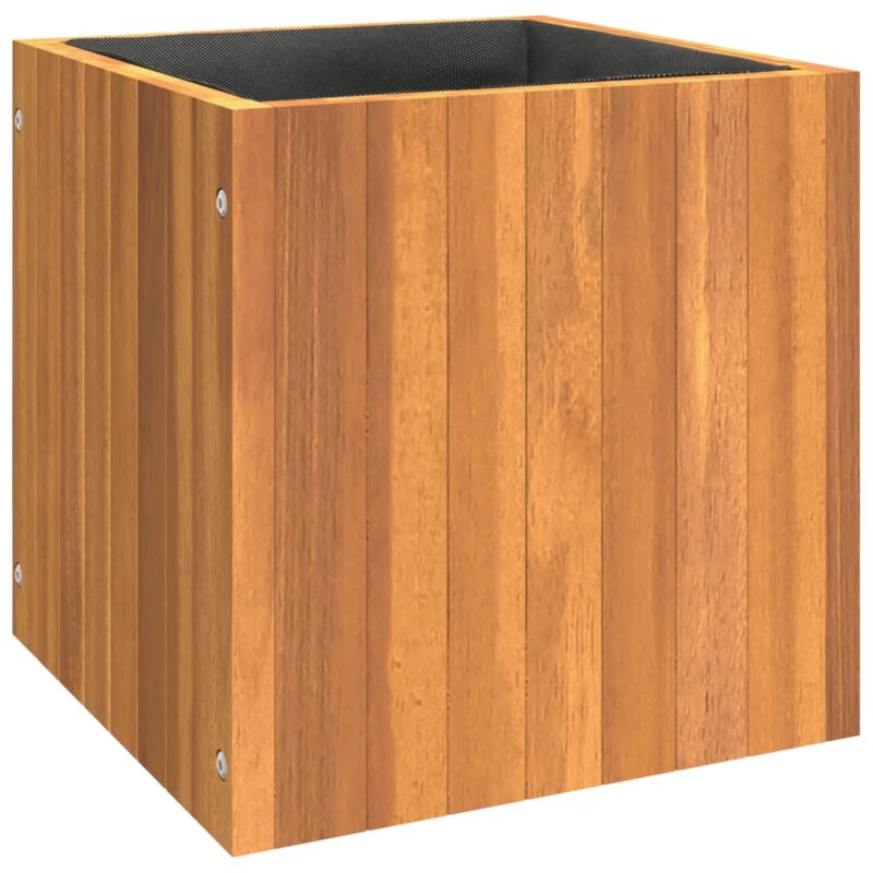 Jardinière bac lit surélevé plantes fleurs terrasse jardin 35 x 35 x 35 cm bois massif d'acacia marron