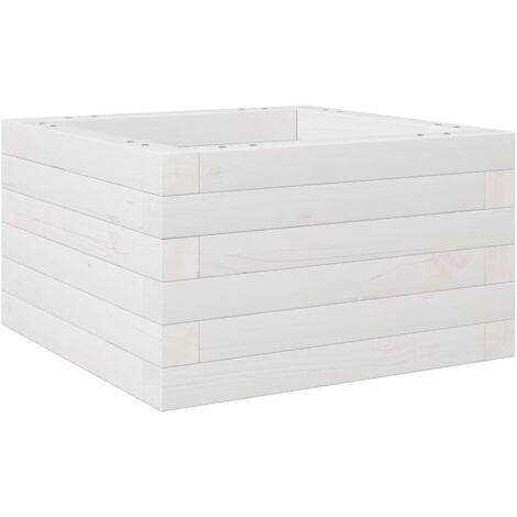 Jardinière bac lit surélevé plantes fleurs terrasse jardin 40 x 40 x 23 cm bois de pin massif blanc