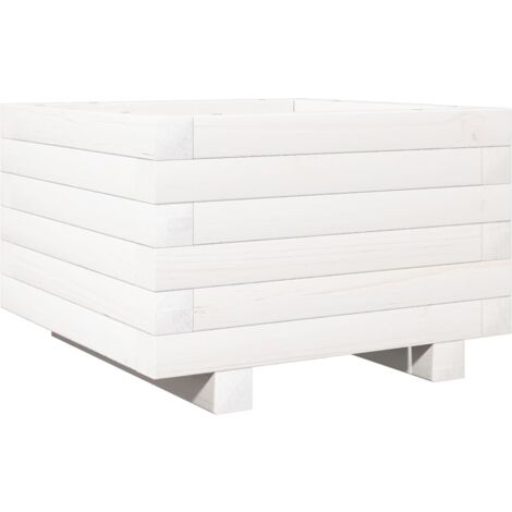 Jardinière bac lit surélevé plantes fleurs terrasse jardin 40 x 40 x 26,5 cm bois de pin massif blanc