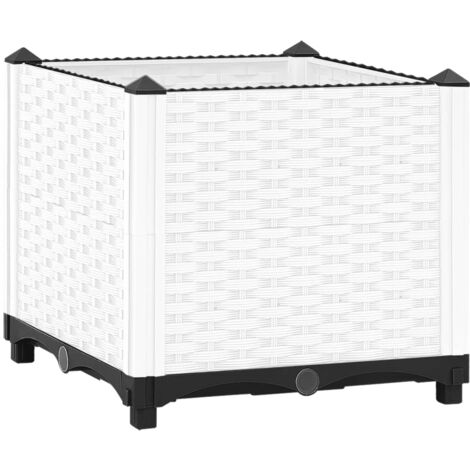 Jardinière bac lit surélevé plantes fleurs terrasse jardin 40 x 40 x 38 cm polypropylène blanc