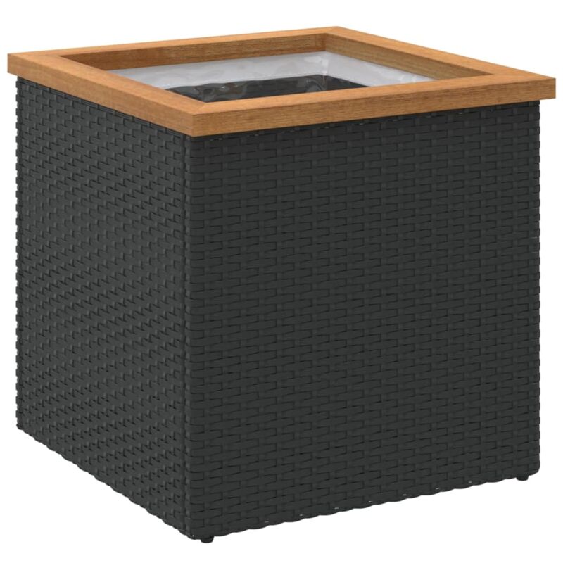 Jardinière bac lit surélevé plantes fleurs terrasse jardin 40 x 40 x 40 cm résine tressée noir