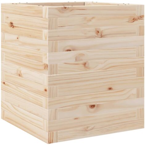 Jardinière bac lit surélevé plantes fleurs terrasse jardin 40 x 40 x 46 cm bois de pin massif marron