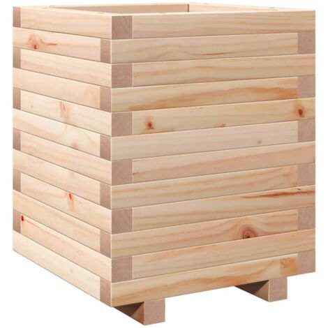 Jardinière bac lit surélevé plantes fleurs terrasse jardin 40 x 40 x 49,5 cm bois de pin massif marron