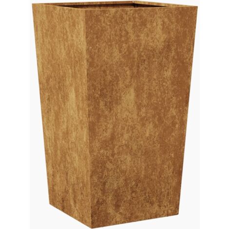 Jardinière bac lit surélevé plantes fleurs terrasse jardin 45 x 45 x 75 cm acier corten Marron