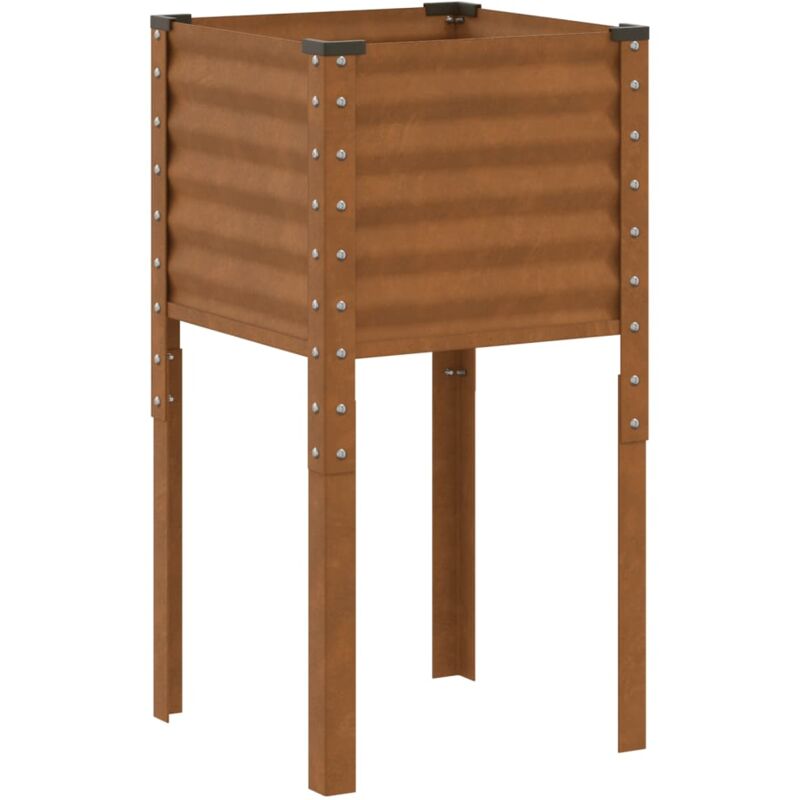 Jardinière bac lit surélevé plantes fleurs terrasse jardin 45 x 45 x 88 cm acier résistant aux intempéries marron