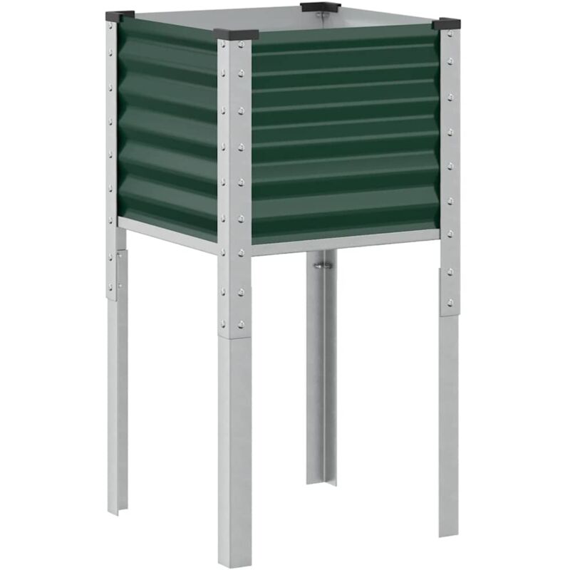 Jardinière bac lit surélevé plantes fleurs terrasse jardin 45 x 45 x 88 cm acier vert