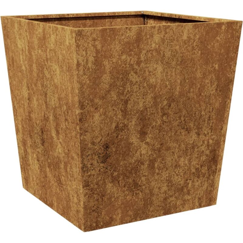 Jardinière bac lit surélevé plantes fleurs terrasse jardin 50 x 50 x 50 cm acier corten Marron