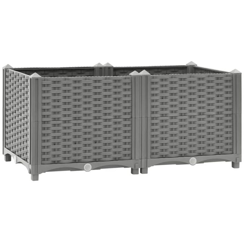 Helloshop26 - Jardinière bac lit surélevé plantes fleurs terrasse jardin 80 x 40 x 38 cm polypropylène gris