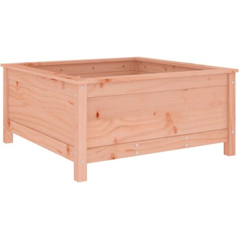 Jardinière bac lit surélevé plantes fleurs terrasse jardin 82,5 x 82,5 x 39 cm bois massif douglas marron