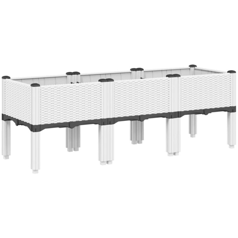 Helloshop26 - Jardinière bac lit surélevé plantes fleurs terrasse jardin avec pieds 120 x 40 x 42 cm pp blanc