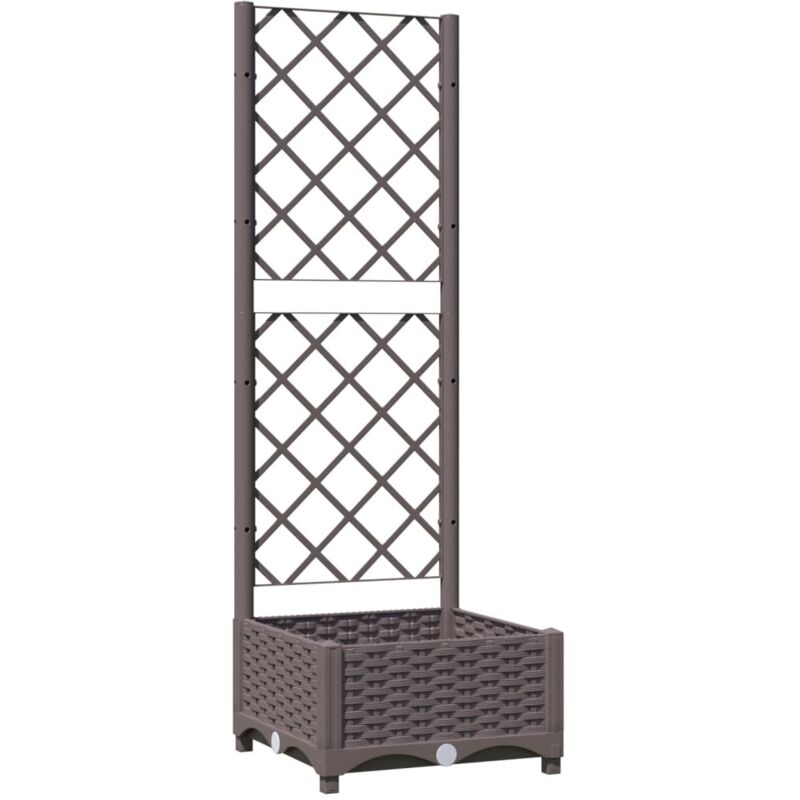 Jardinière bac lit surélevé plantes fleurs terrasse jardin avec treillis 40 x 40 x 121,5 cm pp marron