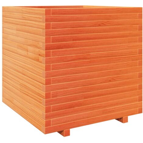 Jardinière bac lit surélevé plantes fleurs terrasse jardin cire 70 x 70 x 72,5 cm bois de pin massif marron