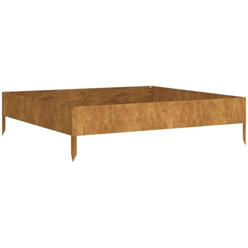 Jardinière bac lit surélevé plantes fleurs terrasse jardin de jardin 100 x 100 x 26 cm acier corten marron