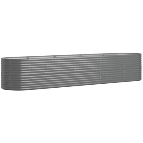 Jardinière bac lit surélevé plantes fleurs terrasse jardin de jardin acier enduit de poudre 368 x 80 x 68 cm gris