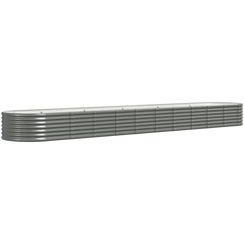 Jardinière bac lit surélevé plantes fleurs terrasse jardin de jardin acier enduit de poudre 440 x 80 x 36 cm gris