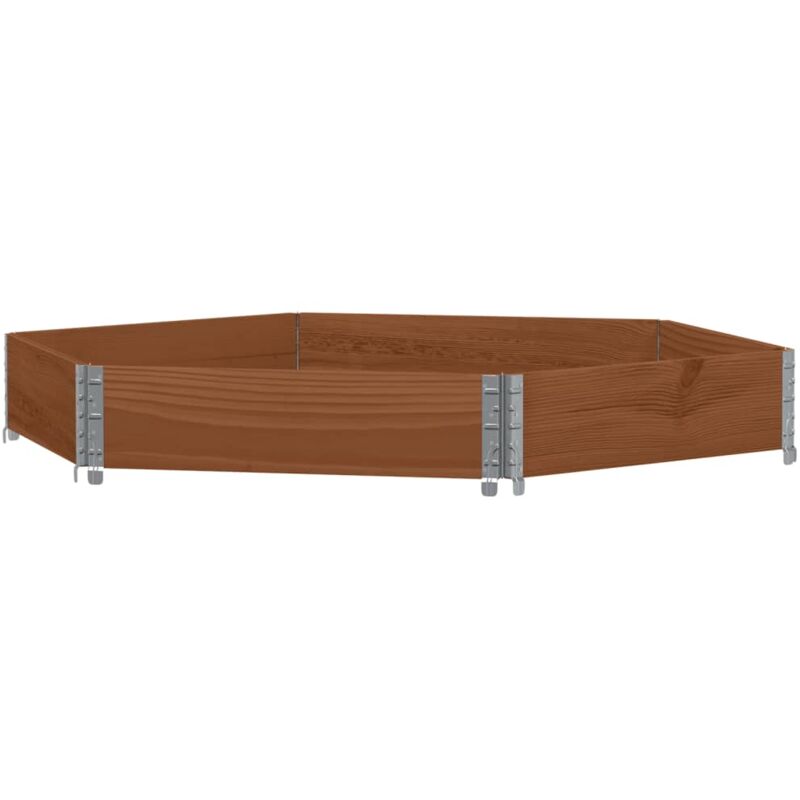 Jardinière bac lit surélevé plantes fleurs terrasse jardin hexagonale 160 x 160 cm bois pin massif marron