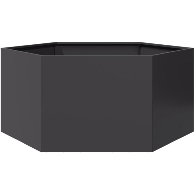 Jardinière bac lit surélevé plantes fleurs terrasse jardin hexagone 104 x 90 x 45 cm acier noir