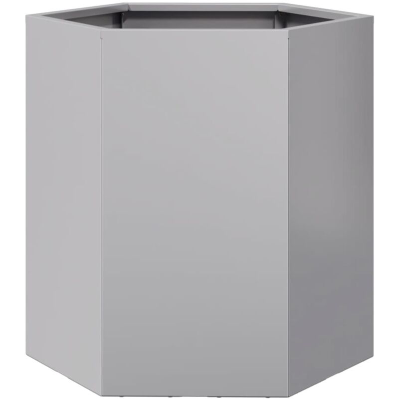 Jardinière bac lit surélevé plantes fleurs terrasse jardin hexagone 46 x 40 x 45 cm acier galvanisé Argent