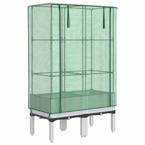 Jardinière bac lit surélevé plantes fleurs terrasse jardin surélevée avec housse aspect rotin 80 x 40 x 140 cm blanc