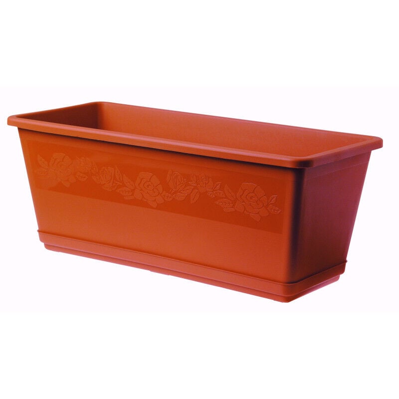 Jardinière décorée avec soucoupe 'Balconella' - Terracotta - 7L - Livraison gratuite