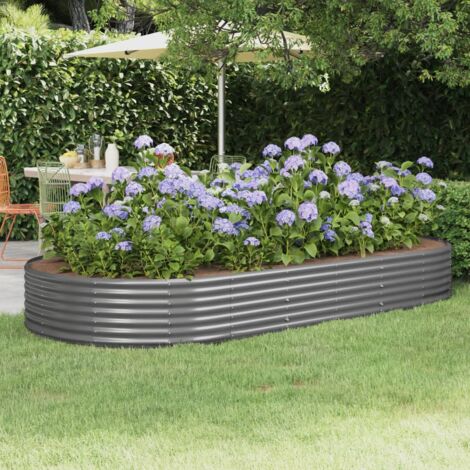 Jardinière - Balconnière à fleurs Acier enduit de poudre 296x140x36 cm Gris BV691731 - BonneVie