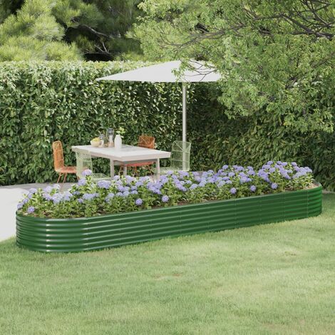 Jardinière - Balconnière à fleurs Acier enduit de poudre 396x100x36 cm Vert BV830679 - BonneVie