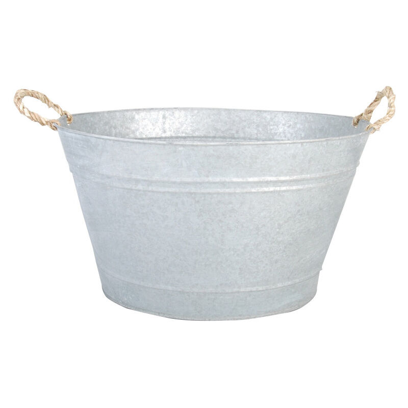 Bassine de jardin - l 38,4 x l 47,5 x h 26,2 cm - Acier et jute - Livraison gratuite