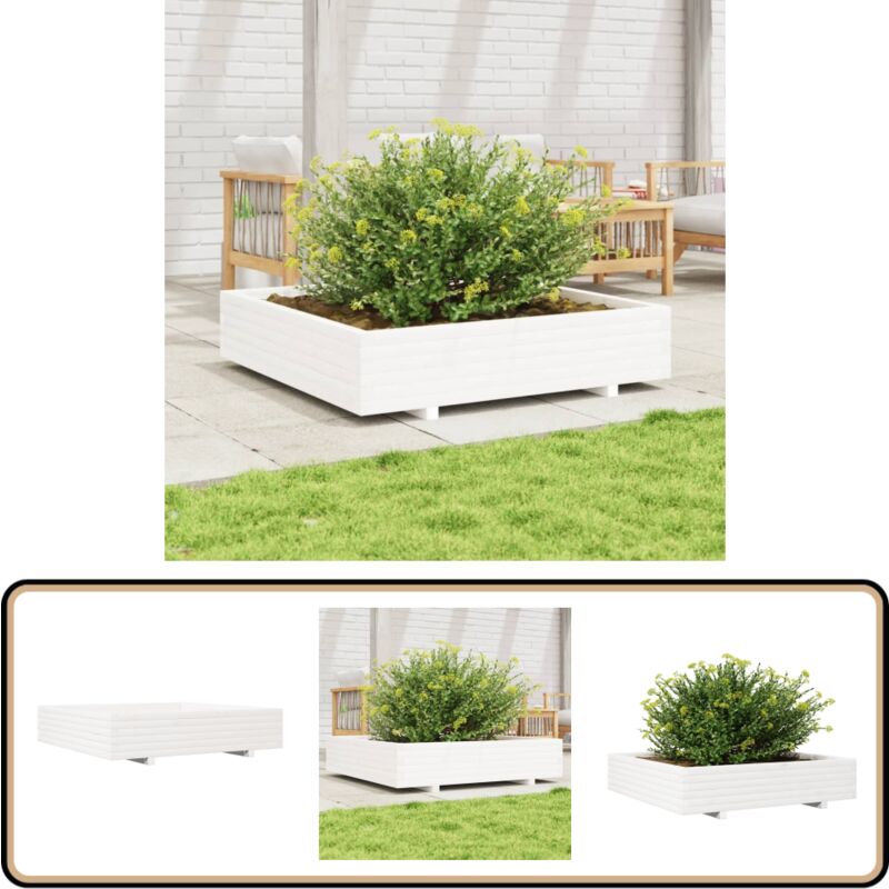 Vidaxl - Jardinière blanc 110x110x26,5 cm bois de pin massif - Jardinier - Pot De Fleurs - Bac à Plantation - Bois De Pin - Design Rustique