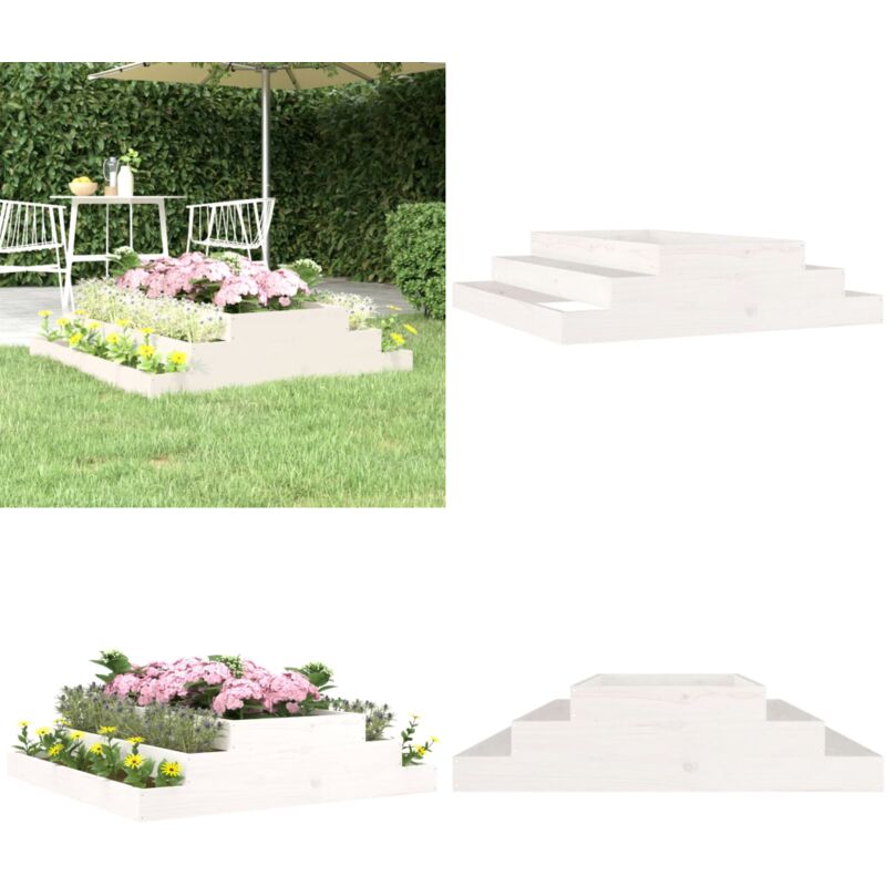 Vidaxl - Jardinière Blanc 110x110x27 cm Bois massif de pin - Jardinier - Pots De Fleurs - Plante - Balcon - Terrasse - Home & Living