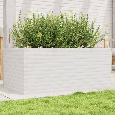 Jardinière blanc 110x60x45,5 cm bois de pin massif vidaXL
