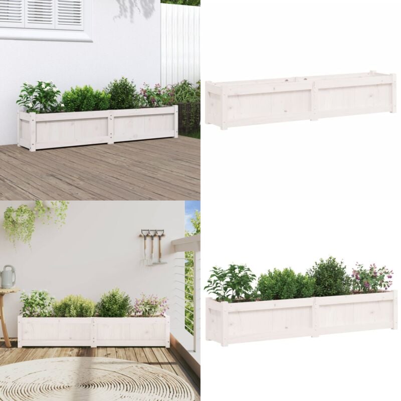 Vidaxl - Jardinière blanc 150x31x31 cm bois massif de pin - Jardinier - Pot De Fleurs - Extérieur - Balcon - Patio - Home & Living