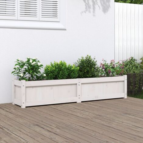 Jardinière blanc 150x31x31 cm bois massif de pin vidaXL